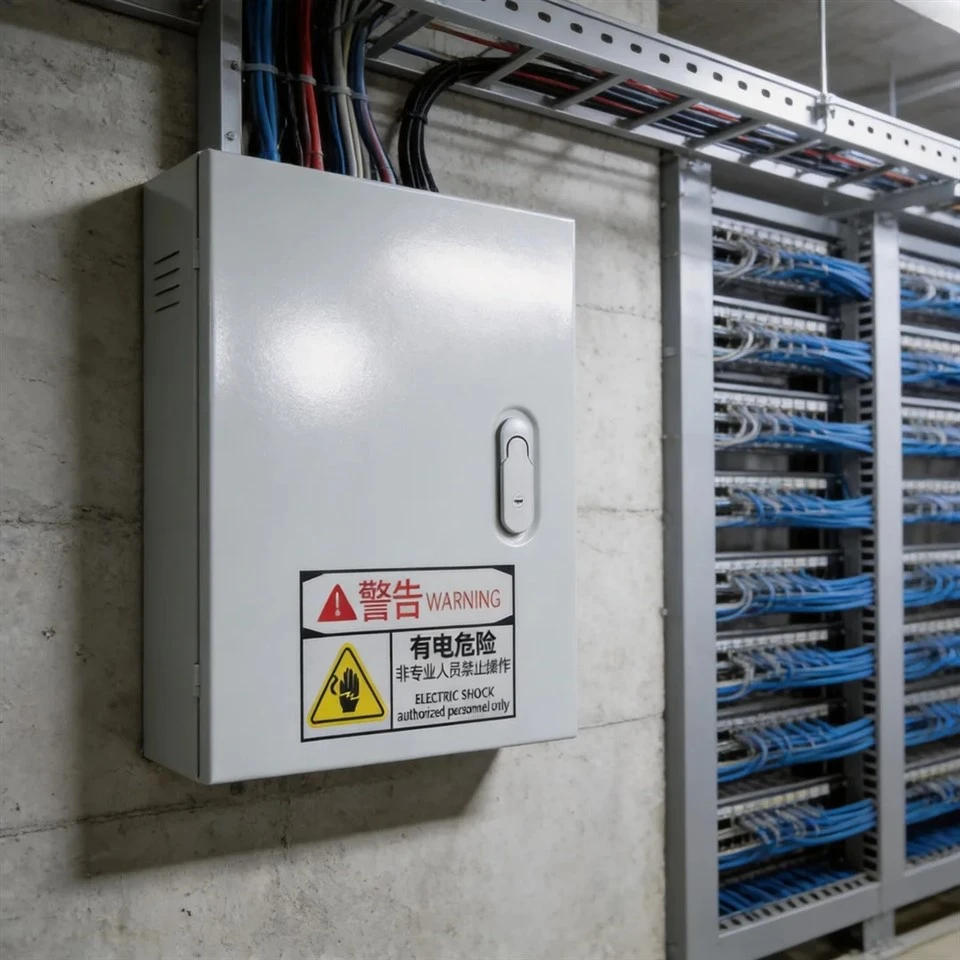 Metall elektr taqsimlash qutisi o'rnatilgan elektr muhofazasi